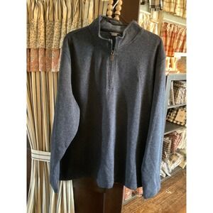 IZOD Mens 2XL Pullover Sweater Quarter Zip Long Sleeve Blue